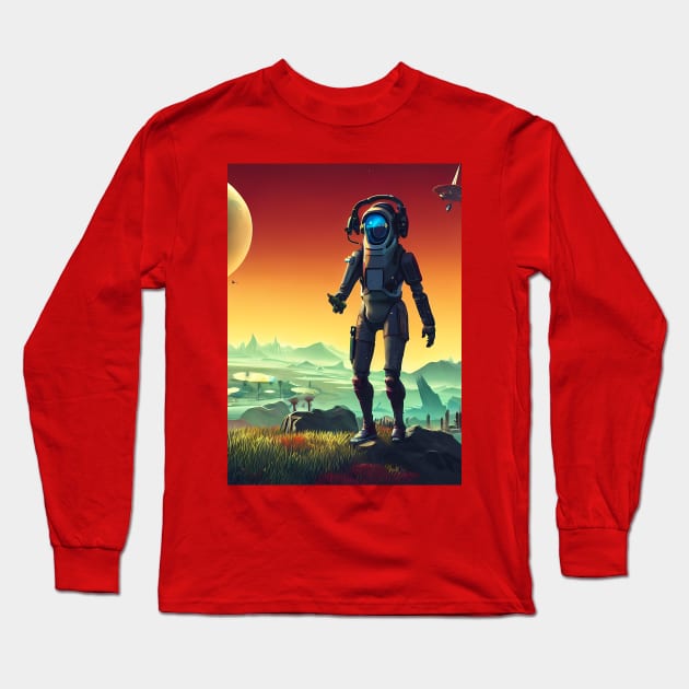No Mans Sky - Traveler Greetings Long Sleeve T-Shirt by AfroMatic